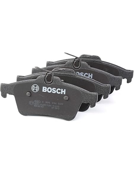 Bosch BP1449 - Pastillas de Freno para Coche Eje Trasero - Calidad Bosch - Reducción de Ruido y Polvo - Certificación ECE-R90 - 
