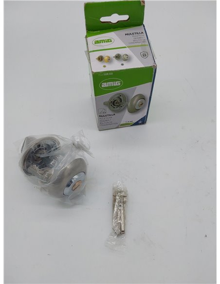 Amig - Muletilla con llave de punto Mod. 50R-KD | Combinación cilindro-condena | Cromado mate | Aumenta la seguridad en puertas 