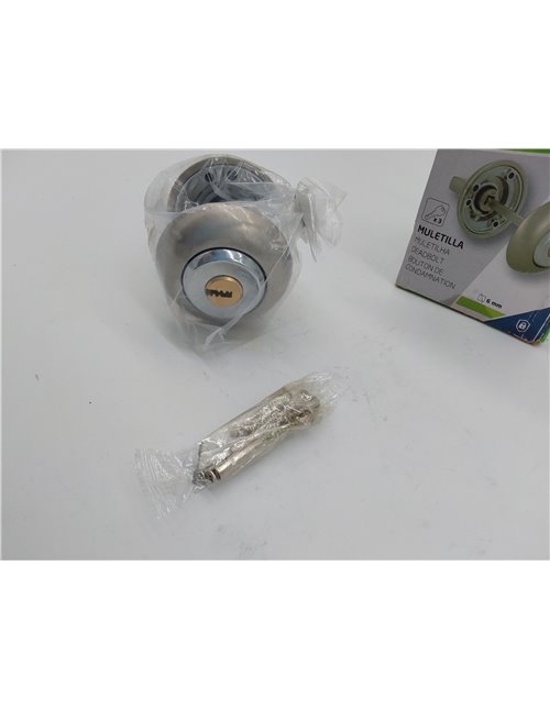 Amig - Muletilla con llave de punto Mod. 50R-KD | Combinación cilindro-condena | Cromado mate | Aumenta la seguridad en puertas 