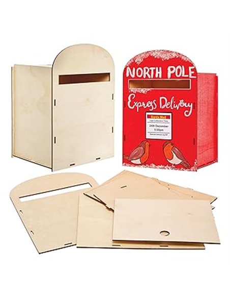 Baker Ross FX846 Kit de buzón de correos - 1 kit, manualidades de madera para niños para pintar y decorar       