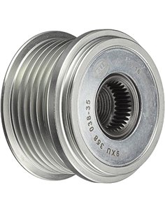 HELLA 9XU 358 038-351 Rueda libre alternador - Medida de rosca: M16x1,5 - Número de canales: 6 - con caperuza