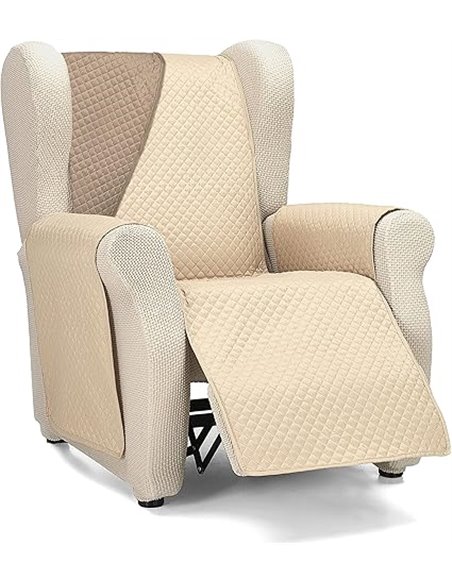 Martina Home Diamond Funda Cubre Sofá,Protector para Sofás Acolchado Reversible, Beige/Cuero, 1 Plaza/Relax       