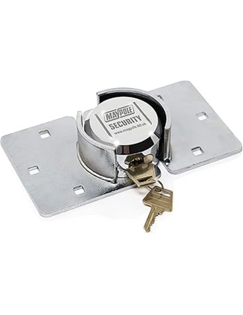 Maypole Cerradura de Seguridad Resistente Apta para Furgonetas, cobertizos y garajes, Resistente a la corrosión, cromada, 2 kg, 