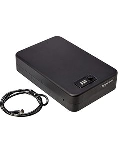 Amazon Basics - Caja de seguridad portátil con cerradura de combinación para documentos y joyas, XXL, color negro       