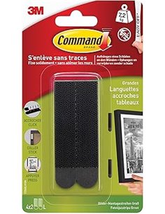 Command 17202BLK - Tiras para colgar fotografías (tamaño S, capacidad de carga de hasta 1,8 kg, 4 unidades con 2 tiras cada una)