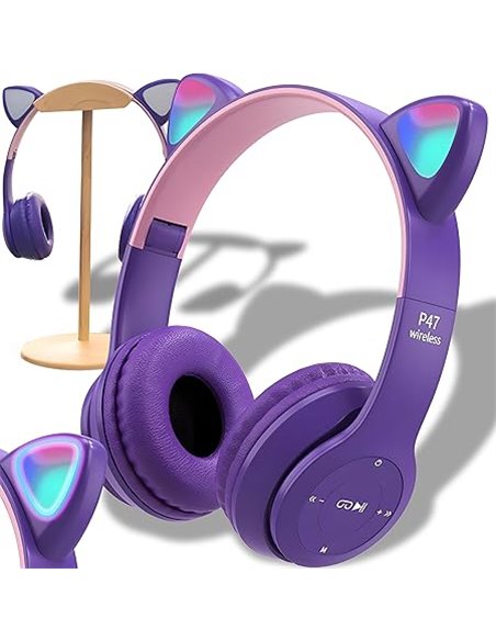 Retoo Auriculares Orejas de Gato Auriculares Bluetooth para Niños Inalámbricos Auriculares Infantiles Auriculares Over Ear para 