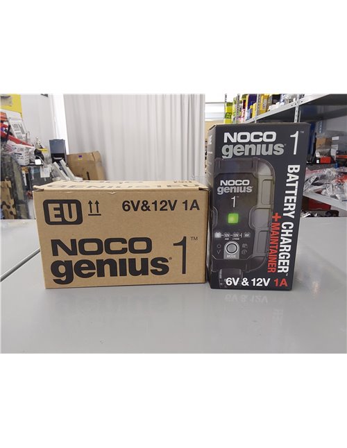 NOCO GENIUS1: Cargador de Batería 1A, 6V y 12V, Mantenedor y Desulfatador para Baterías de Plomo-Ácido y Litio de Coche y Moto  