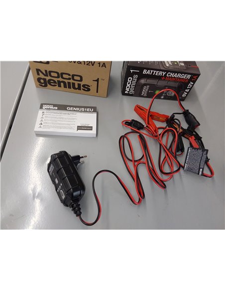 NOCO GENIUS1: Cargador de Batería 1A, 6V y 12V, Mantenedor y Desulfatador para Baterías de Plomo-Ácido y Litio de Coche y Moto  