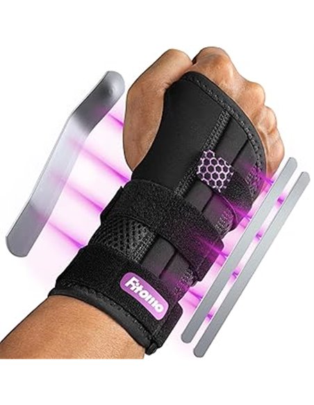 Fitomo Muequera Tendinitis Mueca con 3 Férulas y Apertura del Pulgar Suave, Férula Túnel Carpiano para Noche, Muequera Metacarpi