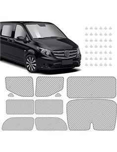 MaxEarn Juego de 10 persianas térmicas internas para VITO II W639/Viano LWB L2 2003-2014, kit de envoltura de parasol, cubierta 