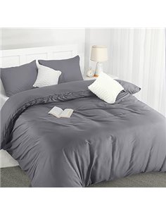Utopia Bedding Funda Nordica Cama 105 - Microfibra Juego de Funda de Edredon 200x200 cm y 2 Fundas de Almohada 50x75 cm (Gris)  