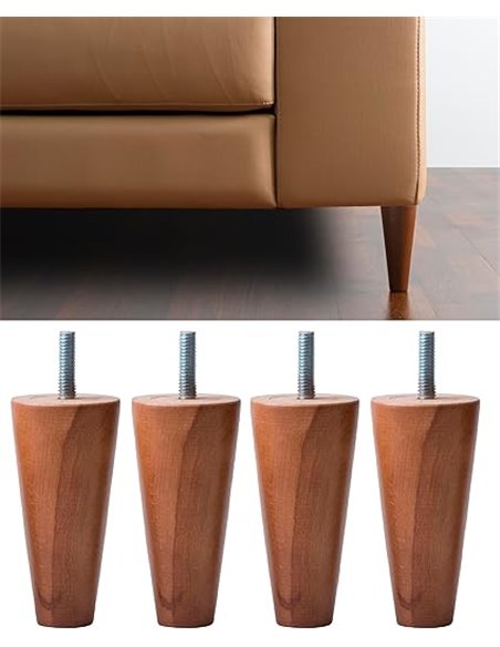 IPEA Patas para Muebles y sofás de Madera Color Nogal – Fabricado en Italia – Juego de 4 Patas con Forma de Cono para armarios y