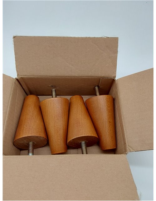 IPEA Patas para Muebles y sofás de Madera Color Nogal – Fabricado en Italia – Juego de 4 Patas con Forma de Cono para armarios y