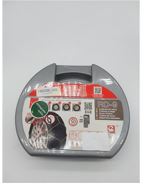 RD9 - Cadenas de nieve metálicas RD9 mm, talla Nº 90, set 2 uds, guantes incluidos       
