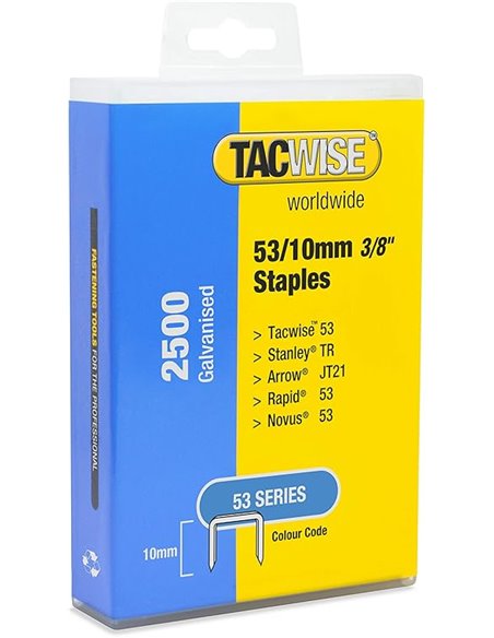 TACWISE 1478 Grapas Galvanizadas de Tipo 53/10 mm, Plateado