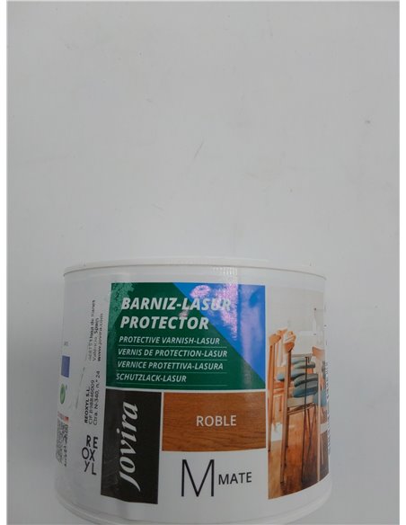 JOVIRA PINTURAS BARNIZ-LASUR Protector Mate al Agua. Protege, decora y embellece todo tipo de madera. (375 Mililitros, Roble)   