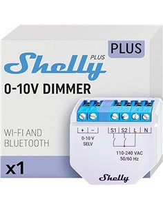 Shelly Plus 0-10V Dimmer - Módulo Regulador de Luz W-Fi & Bluetooth, Atenuador Inalámbrico para regulable LED, No necesita hub, 