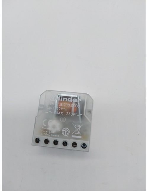 Finder 260182300000- Telerruptor/interruptor Automático unipolar encastrable 1 NA - CA (50Hz) - 230 V, Transparente,       