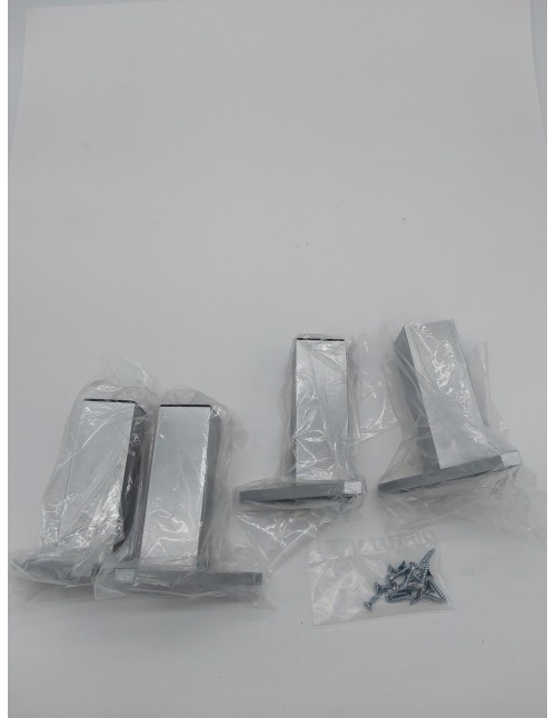 EMUCA - Pies para Muebles de plástico Gris Metalizado, Patas para Mueble, Lote de 4 pies de Altura 120mm con Tornillos de Montaj