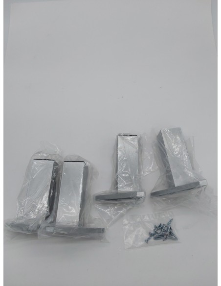 EMUCA - Pies para Muebles de plástico Gris Metalizado, Patas para Mueble, Lote de 4 pies de Altura 120mm con Tornillos de Montaj