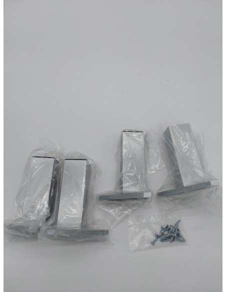 EMUCA - Pies para Muebles de plástico Gris Metalizado, Patas para Mueble, Lote de 4 pies de Altura 120mm con Tornillos de Montaj