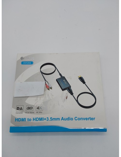eSynic HDMI Audio Extractor 4K HDMI Extractor de Audio Portátil HDMI a HDMI Convertidor Adaptador HDMI a 3,5 mm con cable de 3,5