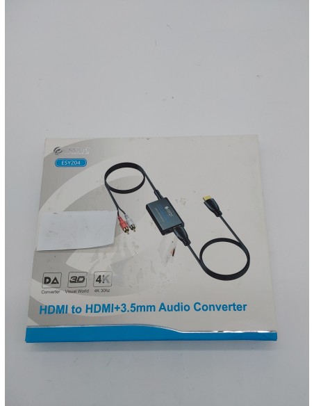 eSynic HDMI Audio Extractor 4K HDMI Extractor de Audio Portátil HDMI a HDMI Convertidor Adaptador HDMI a 3,5 mm con cable de 3,5