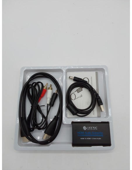 eSynic HDMI Audio Extractor 4K HDMI Extractor de Audio Portátil HDMI a HDMI Convertidor Adaptador HDMI a 3,5 mm con cable de 3,5