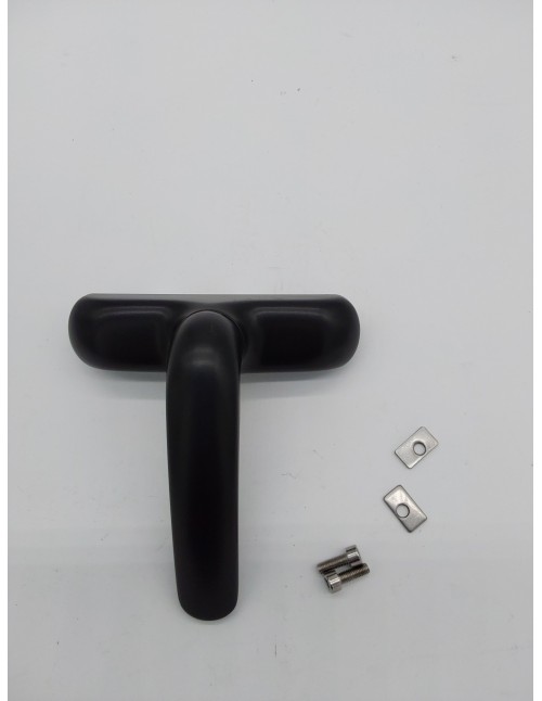 Amig - Manilla para Ventanas Practicables, Abatibles o Batientes con Base de Aluminio y Cubierta de PVC en Color Negro con Atorn