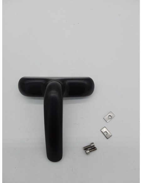 Amig - Manilla para Ventanas Practicables, Abatibles o Batientes con Base de Aluminio y Cubierta de PVC en Color Negro con Atorn