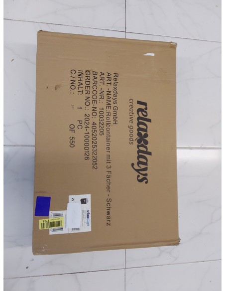 Relaxdays Mueble Auxiliar Impresora 3 Compartimentos y Puerta, Oficina y Teletrabajo, Ruedas, 57 x 48 x 34 cm, Negro, Tablero de