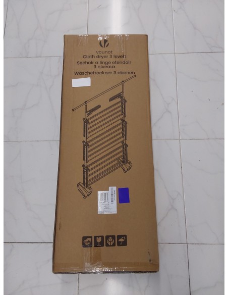 VOUNOT Tendedero de Ropa Plegable Vertical, Tendedero Tipo Torre de plástico Ruedas y 3 Niveles, para Interior y Exterior