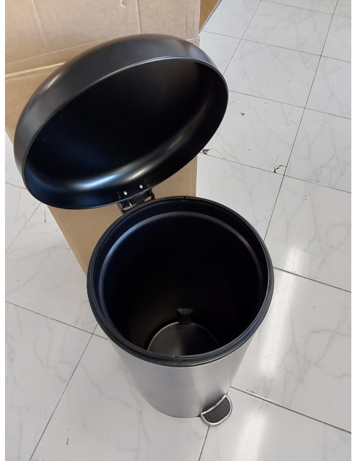 KITCHEN MOVE Cubo de Cocina de Pedal 30 L Urban Negro, Acier inoxydable, 29 cm