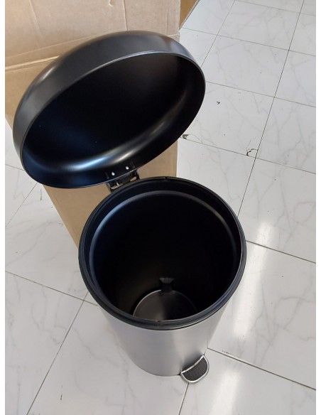 KITCHEN MOVE Cubo de Cocina de Pedal 30 L Urban Negro, Acier inoxydable, 29 cm