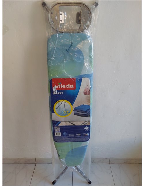 Vileda Smart - Tabla de planchar con patas antideslizantes, óptimo para espacios reducidos, Lava azul, altura ajustable hasta 91