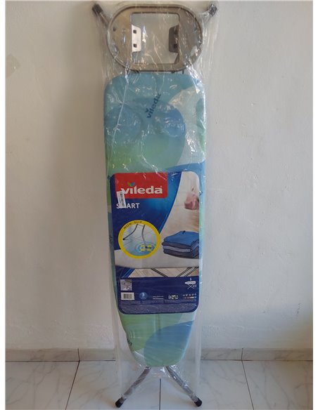 Vileda Smart - Tabla de planchar con patas antideslizantes, óptimo para espacios reducidos, Lava azul, altura ajustable hasta 91
