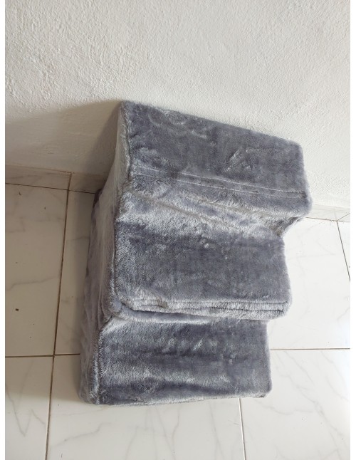 lionto Escalera para Mascotas Escalera para Gatos Escalera para Perros con Funda de Felpa 46x36x34 cm, Gris Claro