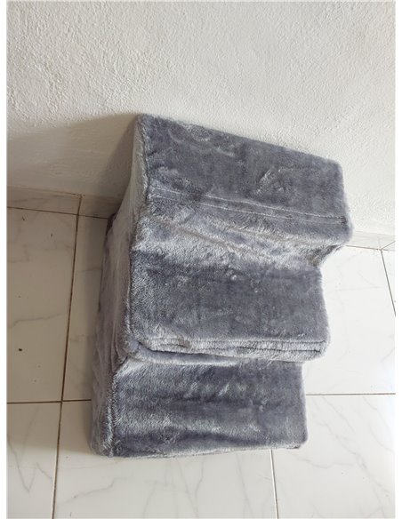 lionto Escalera para Mascotas Escalera para Gatos Escalera para Perros con Funda de Felpa 46x36x34 cm, Gris Claro