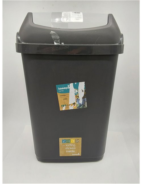 Cubo de basura keeeper con tapa abatible, 25 l, Swantje, gris grafito