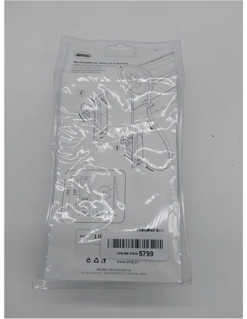 Amig - Recogedor para Persianas Compacto de Empotrar o Encastrado Metálico con Frente de Plástico Blanco de Diseño Sencillo y At
