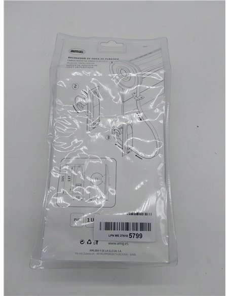 Amig - Recogedor para Persianas Compacto de Empotrar o Encastrado Metálico con Frente de Plástico Blanco de Diseño Sencillo y At