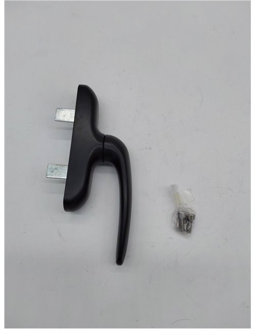 Amig - Manilla para Ventanas Practicables, Abatibles o Batientes con Base de Aluminio y Cubierta de PVC en Color Negro con Atorn