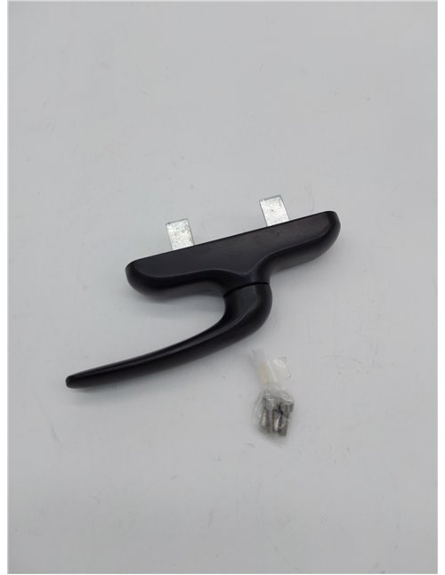 Amig - Manilla para Ventanas Practicables, Abatibles o Batientes con Base de Aluminio y Cubierta de PVC en Color Negro con Atorn