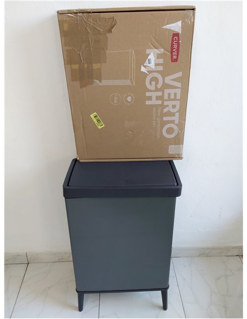 Curver Keter Verto High 54L Mülleimer mit Push Deckel und Füßen, optimal für Küche, einfache Sortierung, schlankes Design, blau,