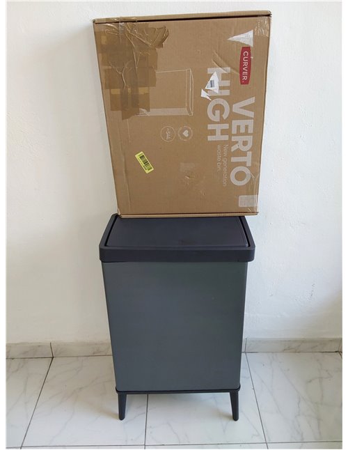 Curver Keter Verto High 54L Mülleimer mit Push Deckel und Füßen, optimal für Küche, einfache Sortierung, schlankes Design, blau,