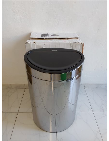 Brabantia Touch Bin Cubo de Basura, Stainless Steel, Acero Brillante, 40L