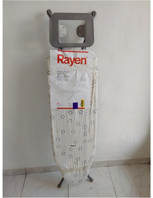 Rayen | Bügelbrett | Basis-Sortiment | Streckmetall-Platte | Baumwolle & Polyester Bezug | Stollen Rutschfeste Gummibeine | Maße