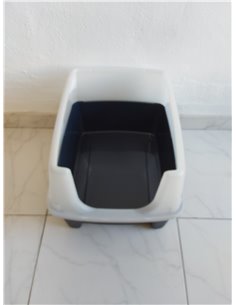 Iris Ohyama Katzenklo mit Schaufel, bis 7 kg, Grau, offen, ohne Deckel, Katzentoilette, hoher Abnehmbarer Rand, Für große Katzen 2
