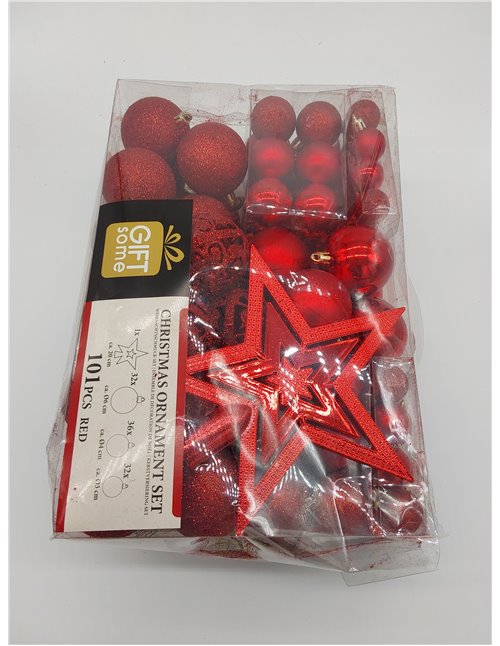 Bolas de Navidad Rojas - 101 Bolas Navidad - Adornos Arbol Navidad Plastico - para Uso en Exteriores e Interiores - Adornos Navi