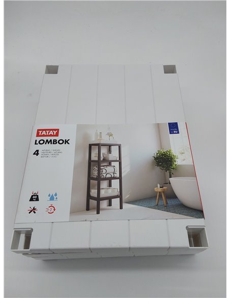 Tatay Estantería Lombok Rectangular, 4 alturas, de Polipropileno, Libre de BPA, Acabado Efecto Madera, Topes Antideslizantes, Ma